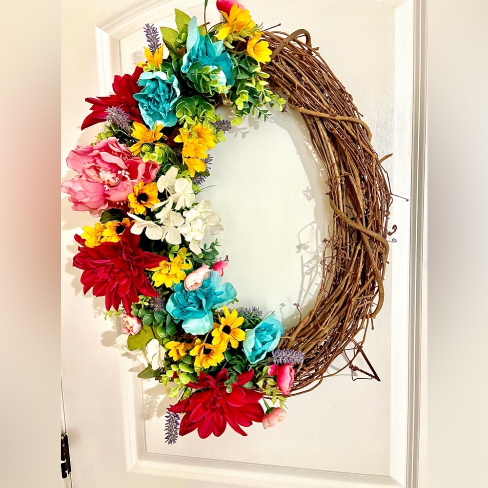 Vibrant Floral Holiday Wreath